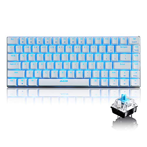 Product Cover LexonElec 82 Key Mechanical Keyboard Metal Mechanical Wired Usb Blue Switch Computer Gaming Keyboard With Blue LED Backlit For Computer Gamers (Blue Switch, White)