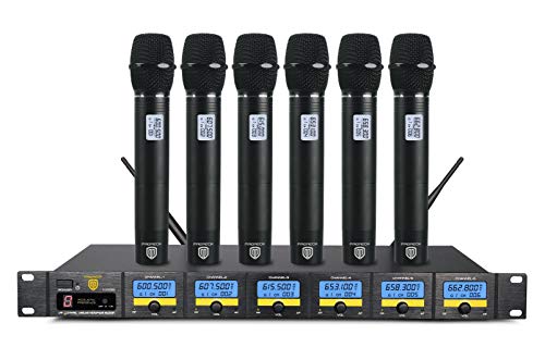 Product Cover PRORECK MX66 6-Channel UHF Wireless Microphone System with 6 Hand-held Microphones Karaoke Machine for Party/Wedding/Church/Conference/Speech (New frequency)