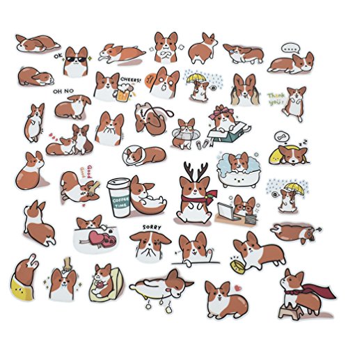 Product Cover Fun Cartoon Corgi Stickers - Party Favors Scrapbooking Craft Supplies - 40 Stickers