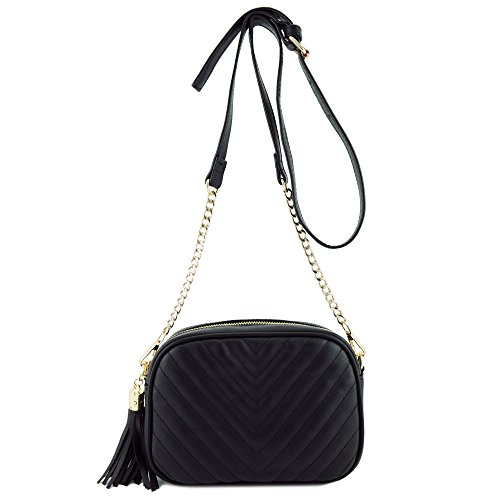 Product Cover Simple Shoulder Crossbody Bag With Metal Chain Strap And Tassel Top Zipper