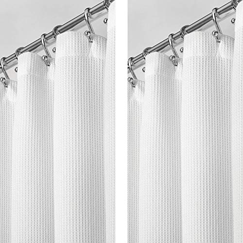 Product Cover mDesign - 2 Pack - Premium 100% Cotton Waffle Weave Fabric Shower Curtain, Hotel Quality - for Bathroom Showers and Bathtubs, Super Soft, Easy Care - 72
