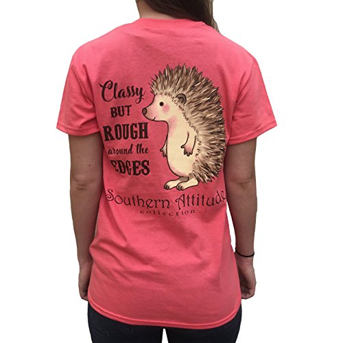 Product Cover Southern Attitude Hedgehog Classy But Rough Around The Edges Coral Women's Short Sleeve T-Shirt