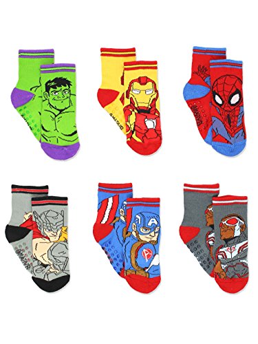 Product Cover Super Hero Adventures Avengers Boys 6 pack Socks with Grippers (4T-5T, Multi)