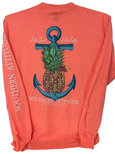 Product Cover Southern Attitude Pineapple Anchor Coral Women's Long Sleeve T-Shirt