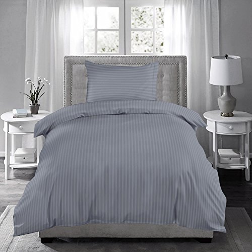 Product Cover HUESLAND by Ahmedabad Cotton 220 TC Striped Cotton Single Fitted Bedsheet with Pillow Cover, Grey