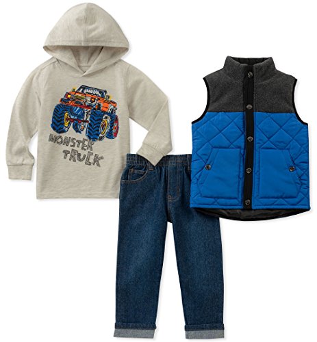 Product Cover Kids Headquarters Baby Boys 3 Pieces Vest Set, Oatmeal/Blue, 18M