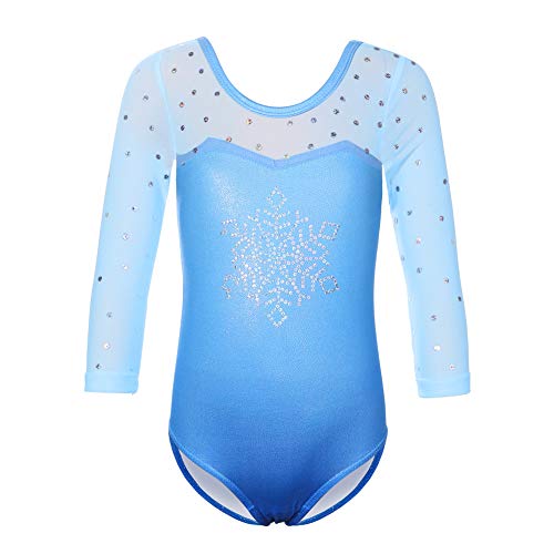 Product Cover TFJH E Gymnastics Leotard for Girls 3/4 Sleeve Sequin Mesh Athletic Dancewear
