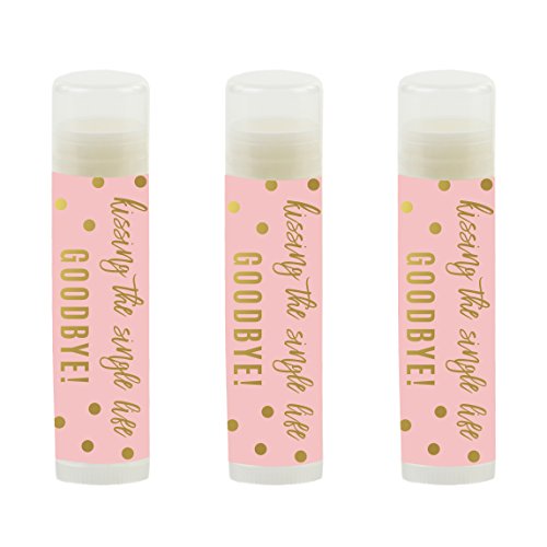 Product Cover Andaz Press Blush Pink and Metallic Gold Confetti Polka Dots Bachelorette Party Bridal Shower Collection, Lip Balm Favors, Kissing The Single Life Goodbye 12-Pack