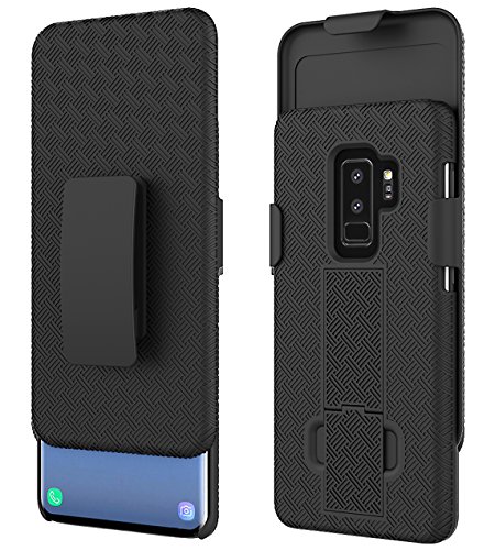 Product Cover Ailiber Galaxy S9+ Plus Slim Armor Holster Clip Case, Combo Dual Layer Shock Proof Screen Shell Portable Protector, Rotate Belt Clip Built-in Kickstand for Samsung Galaxy S9+Plus (6.2 inch) - Black