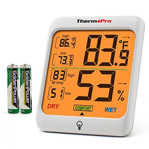 Product Cover ThermoPro TP53 Hygrometer Humidity Gauge Indicator Digital Indoor Thermometer Room Temperature and Humidity Monitor with Touch Backlight