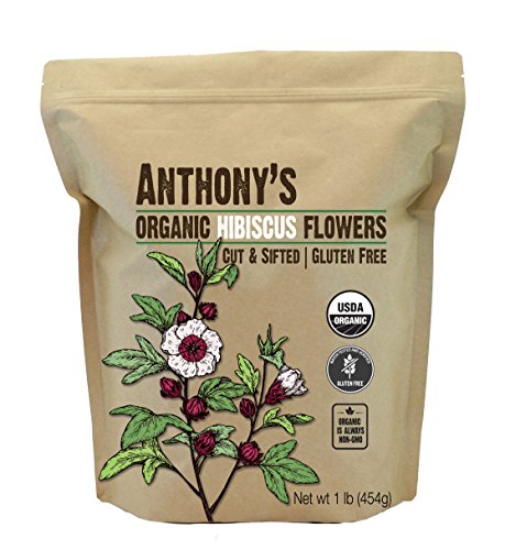 Product Cover Anthony's Organic Hibiscus Flowers, 1lb, Cut & Sifted, Gluten Free, Non GMO, Non Irradiated, Keto Friendly
