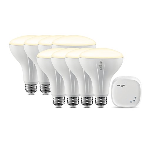 Product Cover Sengled Smart LED Soft White BR30 Starter Kit, 2700K 65W Equivalent, 8 Smart Light Bulbs & Hub, Works with Alexa & Google Assistant