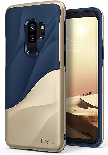 Product Cover Ringke Wave Compatible with Galaxy S9 Plus Case Dual Layer Heavy Duty 3D Textured Shock Absorbent PC TPU Full Body Drop Resistant Protection Cover for Galaxy S 9 Plus (2018) - Marina Gold