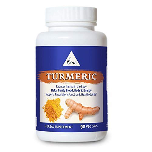Product Cover Isha Organic Turmeric Curcumin Supplement - Natural Ayurvedic Herbal Cleanser and Purifier - Enhances The Energy Body to Reduce Inflammation and Pain and Improve Immunity. 90 Vegetarian Capsules, 500