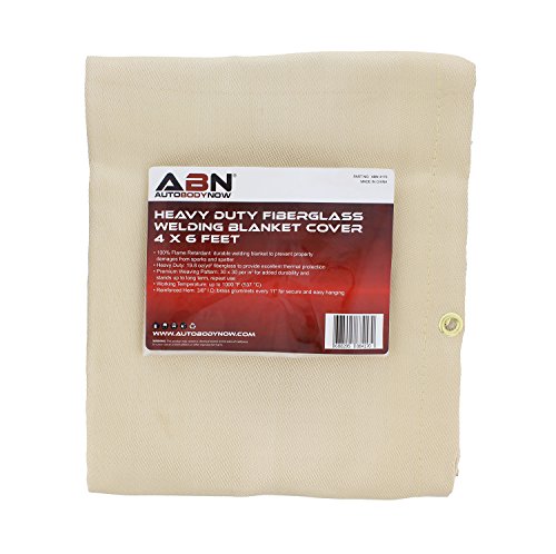 Product Cover ABN Heavy-Duty Fiberglass Fire Retardant Blanket, 4 x 6ft - Small Welding Fireproof Thermal Resistant Insulation