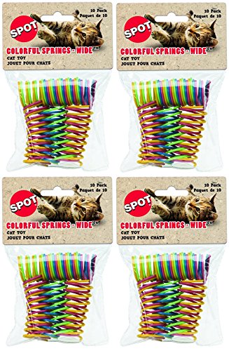 Product Cover Ethical Pet (4 Pack) Wide Durable Heavy Gauge Plastic Colorful Springs Cat Toy, 10 Count Per Pack