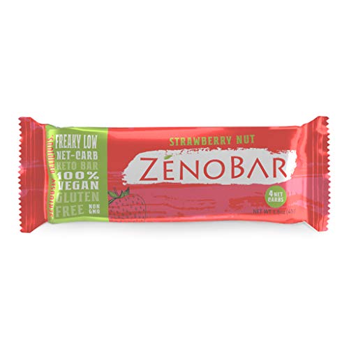 Product Cover ZenoBar Keto Low Carb Energy Bar, 1.6 oz (Strawberry Nut, 12-Pack): Vegan, Whole Foods, Low Glycemic, Perfect for Keto, Diabetic, and High Fat Diets