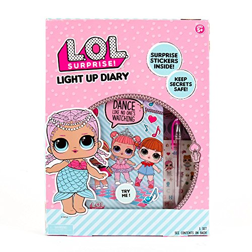 Product Cover L.O.L. Surprise! Light Up Diary By Horizon Group Usa, Decorate & Customize Your Own Fun Diary, Sticker Sheet & Pen Included, Multicolored