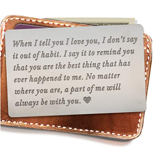 Product Cover Engraved wallet insert,Stainless steel Wallet Card Insert,Engraved love message,Valentine's Day, Groom's Gift For Him,Boyfriend Gifts