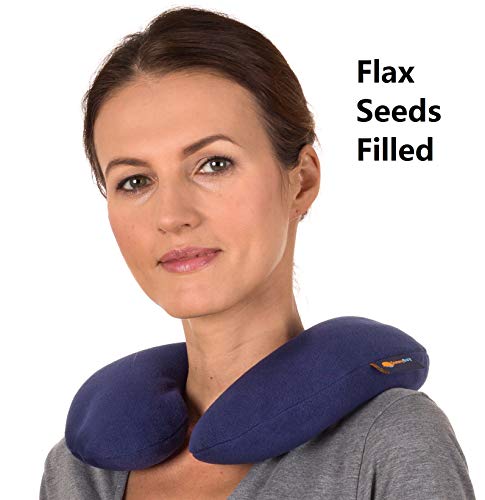 Product Cover Sunny Bay Microwavable Heated Neck Pillow: Flax Seeds Heat Therapy Pad for Sore Neck & Shoulder Muscle Pain Relief - Thermal, Personal, Reusable, Non Electric Hot Pack Pads (Blue)