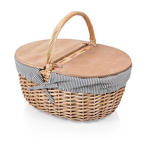 Product Cover Picnic Time Country Picnic Basket with Liner, Grey/White Stripe