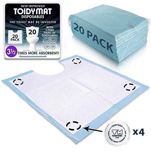 Product Cover NEW IMPROVED TOIDYMAT DISPOSABLES - The Toilet MAT RE-Invented - Single Pack of 20 (Bathroom Incontinence Pads)