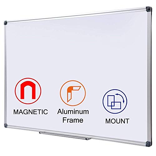 Product Cover 48 x 36 Inch Large Magnetic Dry Erase Board with Pen Tray| Wall-Mounted Aluminum Portable Message Presentation White Board for Kids, Students & Teachers