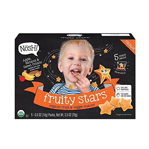 Product Cover Nosh Fruity Stars Organic Fruit & Veggie Chews Toddler Snack, 5 Snack Packs, Apple, Banana & Sweet Potato