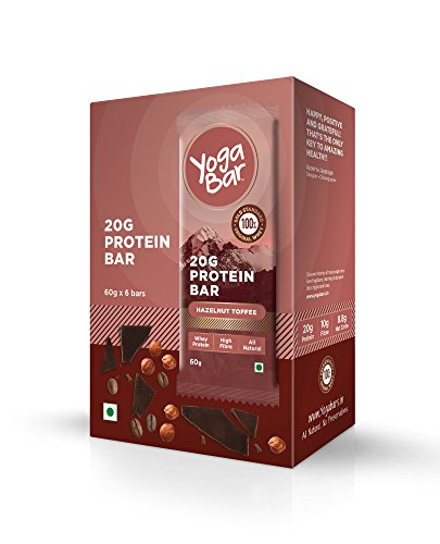 Product Cover Yogabar 20 gram Protein Bar Hazlenut Toffee - 6 x 60 g (Single Pack)