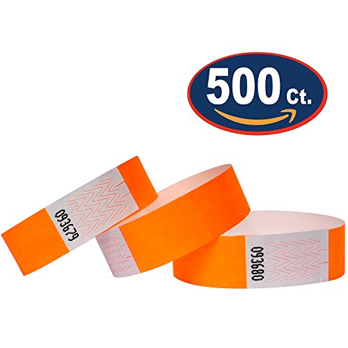 Product Cover Tyvek Wristbands - 500 Pack - Neon Orange - 3/4