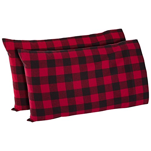 Product Cover Stone & Beam Rustic Buffalo Check Flannel Pillowcase Set, King, Red and Black