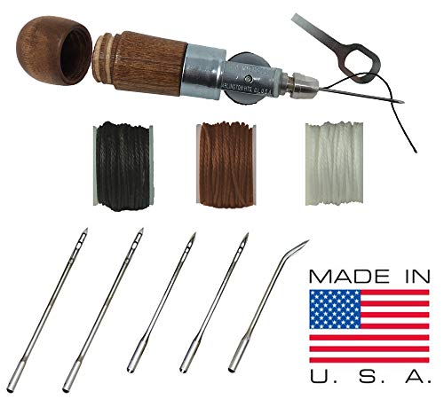 Product Cover Professional Leathercraft Accessories, Sewing, Stitching Awl Tool Kit & Supplies, HEAVY DUTY - MADE in USA - DIY Craft, Leather, Heavy Fabric, Canvas, Upholstery, Bag, Shoe, Belt Repair Lockstitch Set