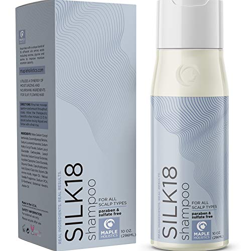 Product Cover Natural Sulfate Free Shampoo for Women and Men - Keratin Silk18 Gentle Scalp Cleanser - Moisturizing Hypoallergenic for Sensitive and Color Treated Hair - Pure Argan Oil Jojoba Oil Haircare - 10 oz