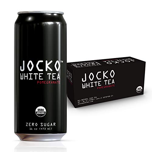 Product Cover Jocko White Tea Organic ZERO SUGAR White Pomegranate Tea with Natural Energy, 16 Ounce Cans (Pack of 10)