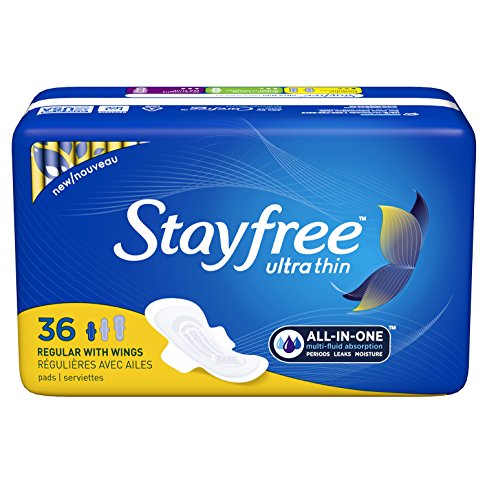 Product Cover Stayfree Ultra Thin Regular Pads with Wings For Women, Reliable Protection and Absorbency of Feminine Moisture, Leaks and Periods, 36 count - Pack of 4