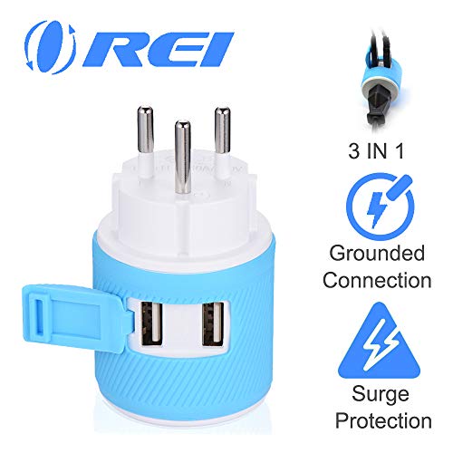 Product Cover Israel, Palestine Travel Plug Adapter by OREI with Dual USB - USA Input + Surge Protection - Type H (U2U-14), Will Work with Cell Phones, Camera, Laptop, Tablets, iPad, iPhone and More