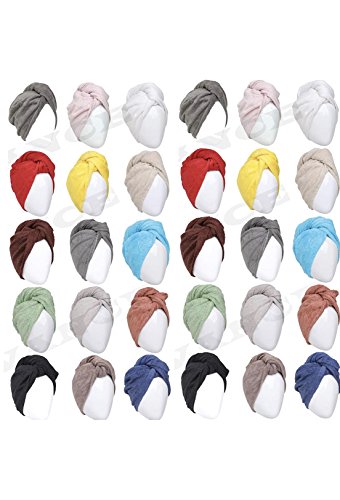 Product Cover 100% Cotton Hair Quick Drying Terry Towel Turban Wrap With Loop Button Hat Cap - (Pack of 2) - Advance Turban Collection