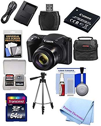 Product Cover Canon Powershot SX420 IS 20 MP Wi-Fi Digital Camera with 42x Zoom (Black) Includes: Canon NB-11LH Battery & Canon Charger + 9pc 32GB Deluxe Accessory Kit w/ Extreme Electronics Cloth