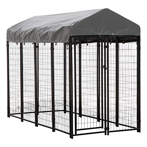 Product Cover Houseables Dog Kennel, Large Crate for Dogs, 8 x 4 x 6 ft, Metal, Welded, Pet Cage, Heavy Duty Playpen, Outdoor/Outside House, Animal Runs, Yard Wire Fence, Patio Crates, Big Play Pen with Cover