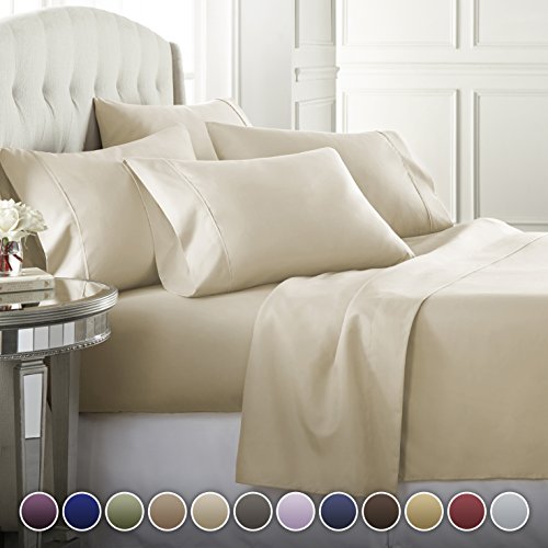 Product Cover 6 Piece Hotel Luxury Soft 1800 Series Premium Bed Sheets Set, Deep Pockets, Hypoallergenic, Wrinkle & Fade Resistant Bedding Set(Calking, Cream)