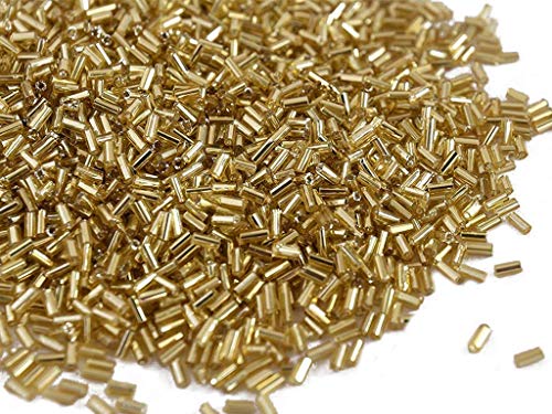 Product Cover The Design Cart Silverline Golden Pipe Beads/Bugle Beads/Glass Beads (6.0 mm, 100 Grams) Standard Quality, for - Jewellery Making, Beading, Embroidery, Art and Craft