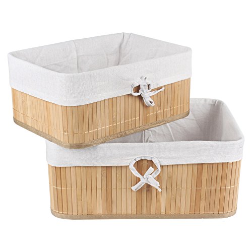 Product Cover HomeStorie® Eco-Friendly Foldable Natural Bamboo Storage Basket Bins Organizer, Pack of 2