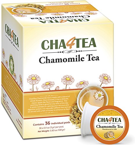 Product Cover Cha4Tea 36-Count Pure Camomile Herbal Tea Pods for Keurig K-Cup Brewers - Bedtime/Sleep-well/Nightly Calm/Relaxing Tea