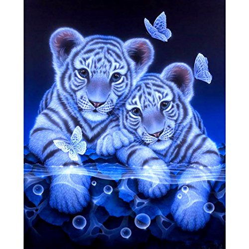 Product Cover DIY 5D Diamond Painting Kit, Staron Diamond Painting Drill Animals Tiger Embroidery Arts Craft Cross Stitch Home Wall Decor (Tigers)