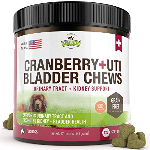 Product Cover Cranberry Supplement for Dogs -120 Grain Free Dog Treats - Cranberry Chews for Urinary Tract Infection Treatment UTI Relief Bladder Control Support UT Incontinence - D-Mannose, Organic Echinacea, USA