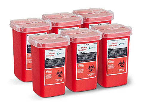 Product Cover AdirMed Sharps & Needle Biohazard Disposal Container 1 Quart - 6 Pack
