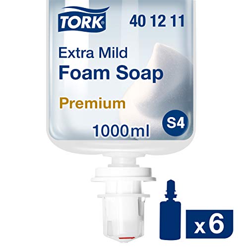 Product Cover Tork 401211 Premium Extra Mild Foam Soap, Colorless, 1 Liter Bottle, For use with Tork 466000, 466100, 466200, 571501, 571508, 571600, 571608, 682830 or 682840 (Pack of 6)