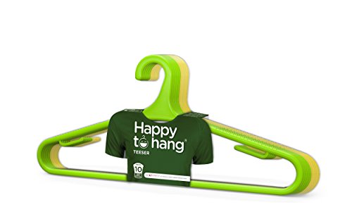 Product Cover Happy To Hang Teeser 10 Piece Polypropylene Hanger, Yellow and Green
