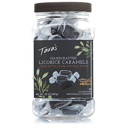 Product Cover Tara's All Natural Handcrafted Gourmet Black Licorice Caramel: Small Batch, Kettle Cooked, Creamy & Individually Wrapped - 20 Ounce