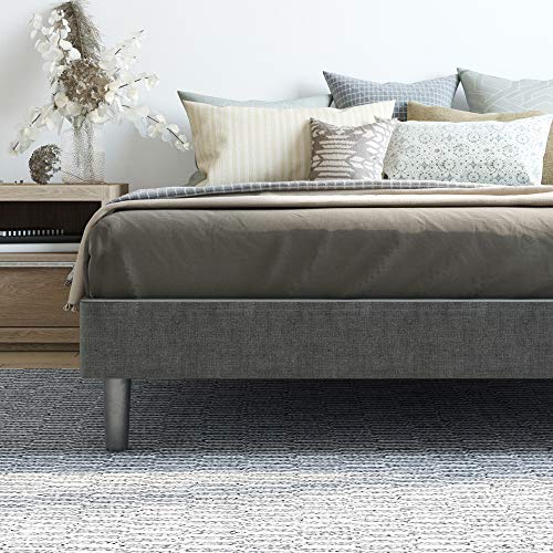 Product Cover Classic Brands DeCoro Claridge Upholstered Platform Bed | Metal Frame with Wood Slat Support | Grey, Queen